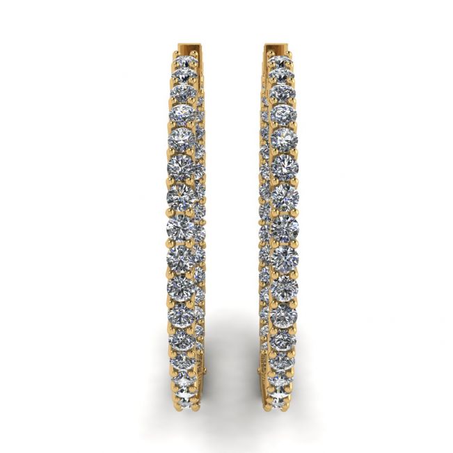 Brincos Argola Fina com Diamantes Ouro Amarelo - Foto 2