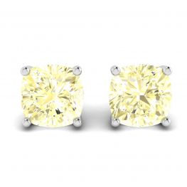 Brincos de diamante amarelo almofada em ouro branco 18 quilates