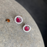 Brincos de rubi com jaqueta de halo de diamante destacável ouro rosa, Imagem 5