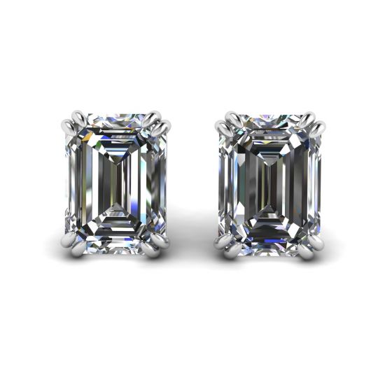 Brincos de diamante com lapidação esmeralda, Ampliar imagem 1