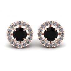Pinos diamante preto de 5 mm com jaquetas halo destacáveis ouro rosa