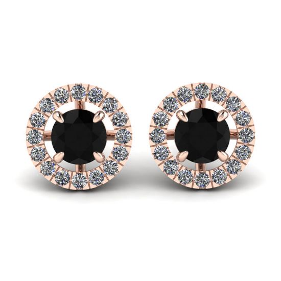 Pinos diamante preto de 5 mm com jaquetas halo destacáveis ouro rosa