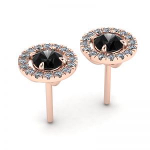 Pinos diamante preto de 5 mm com jaquetas halo destacáveis ouro rosa - Foto 2