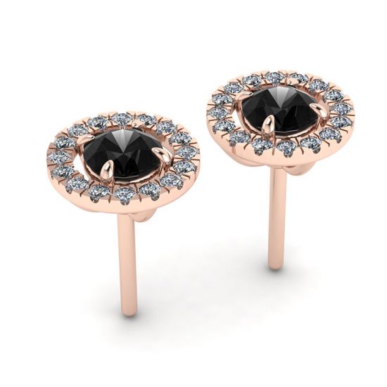 Pinos diamante preto de 5 mm com jaquetas halo destacáveis ouro rosa,  Ampliar imagem 3