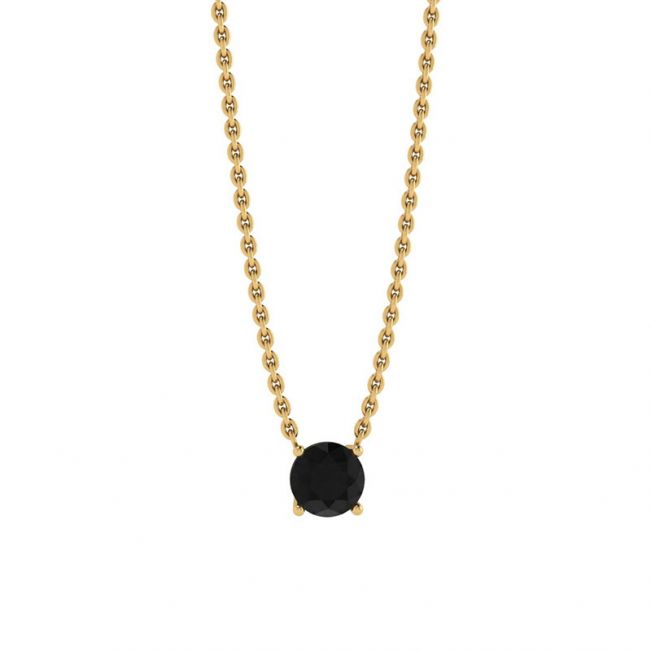 Colar Solitário Clássico de Diamantes em Corrente Fina de Ouro Amarelo