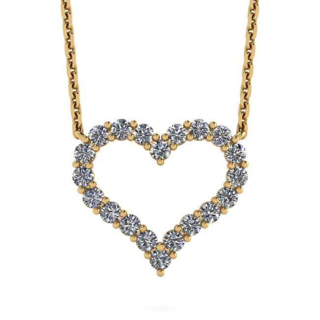 Colar Coração de Diamante em Ouro Amarelo 18K
