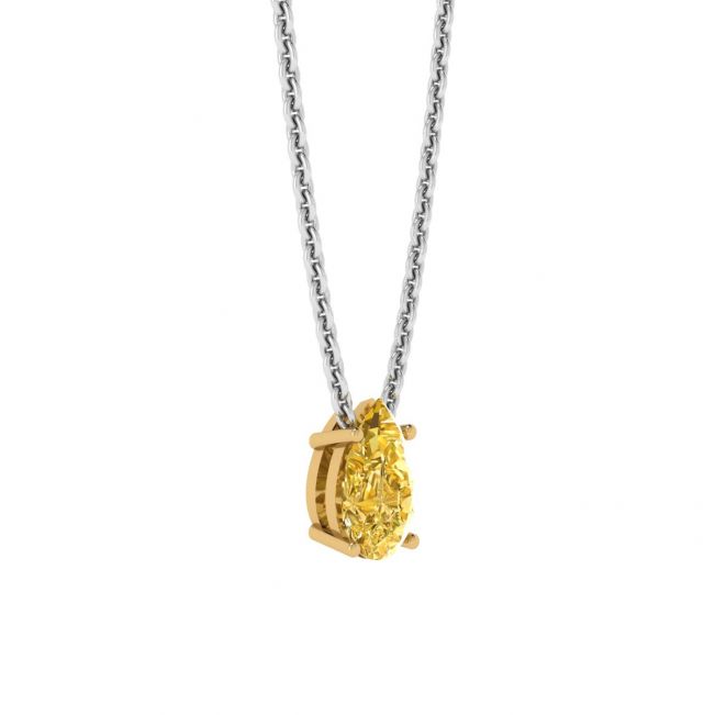 Colar de corrente de diamante amarelo em forma de pêra ouro amarelo - Foto 1