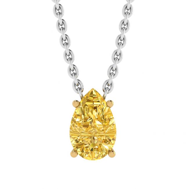 Colar de corrente de diamante amarelo em forma de pêra ouro amarelo