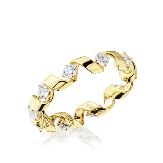 Anel com diamantes de 0,64 quilates em ouro amarelo 18K - coleção Ruban