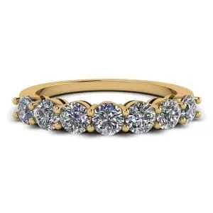 Anel de diamante eterno com sete pedras em ouro amarelo 18K