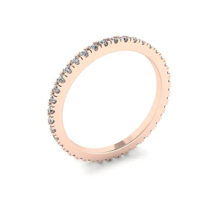 Anel clássico Petite Diamond Eternity em ouro rosa 18K - Foto 3