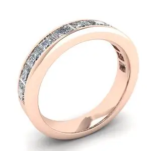 Anel Eternity Princess Cut Diamante Ouro Rosa - Foto 3