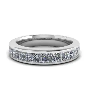 Eternity Princess Cut Diamond Anel ouro branco