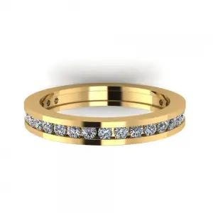 Anel de Diamante Eternidade com Configuração de Canal Ouro Amarelo