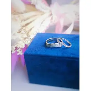 Diamante Curvo Eternity Band Ouro Branco - Foto 5